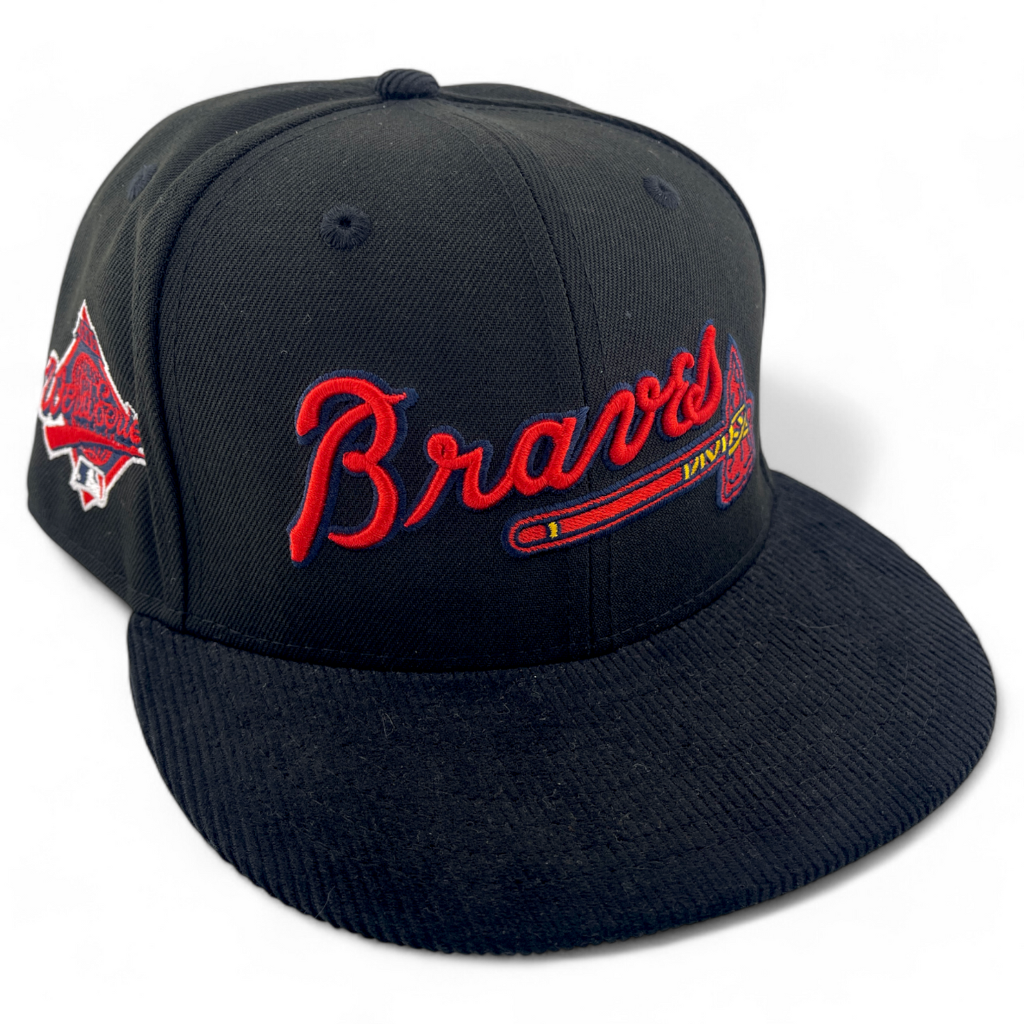 New Era Atlanta Braves MLB Black Cord Corduroy World Series 59FIFTY Fitted Hat