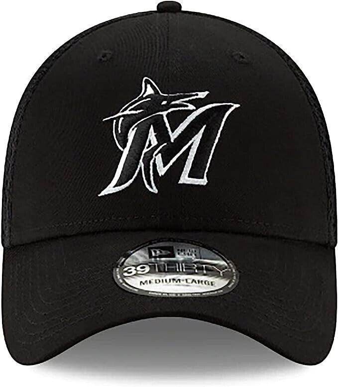 New Era Miami Marlins MLB Neo 39Thirty Black White Flex Fit Hat Cap