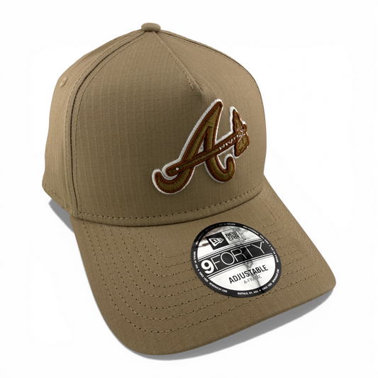New Era Atlanta Braves MLB Khaki Ripstop A-Frame 9Forty Snapback Adjustable Hat