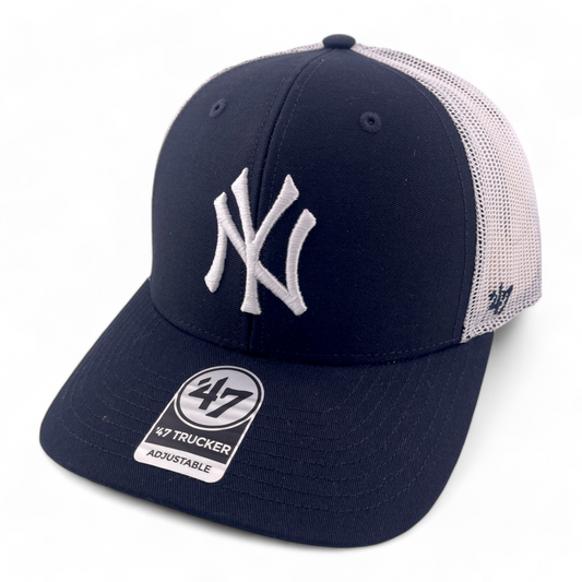 '47 Brand New York Yankees MLB Navy/White Trucker Snapback Mesh Back Hat Cap