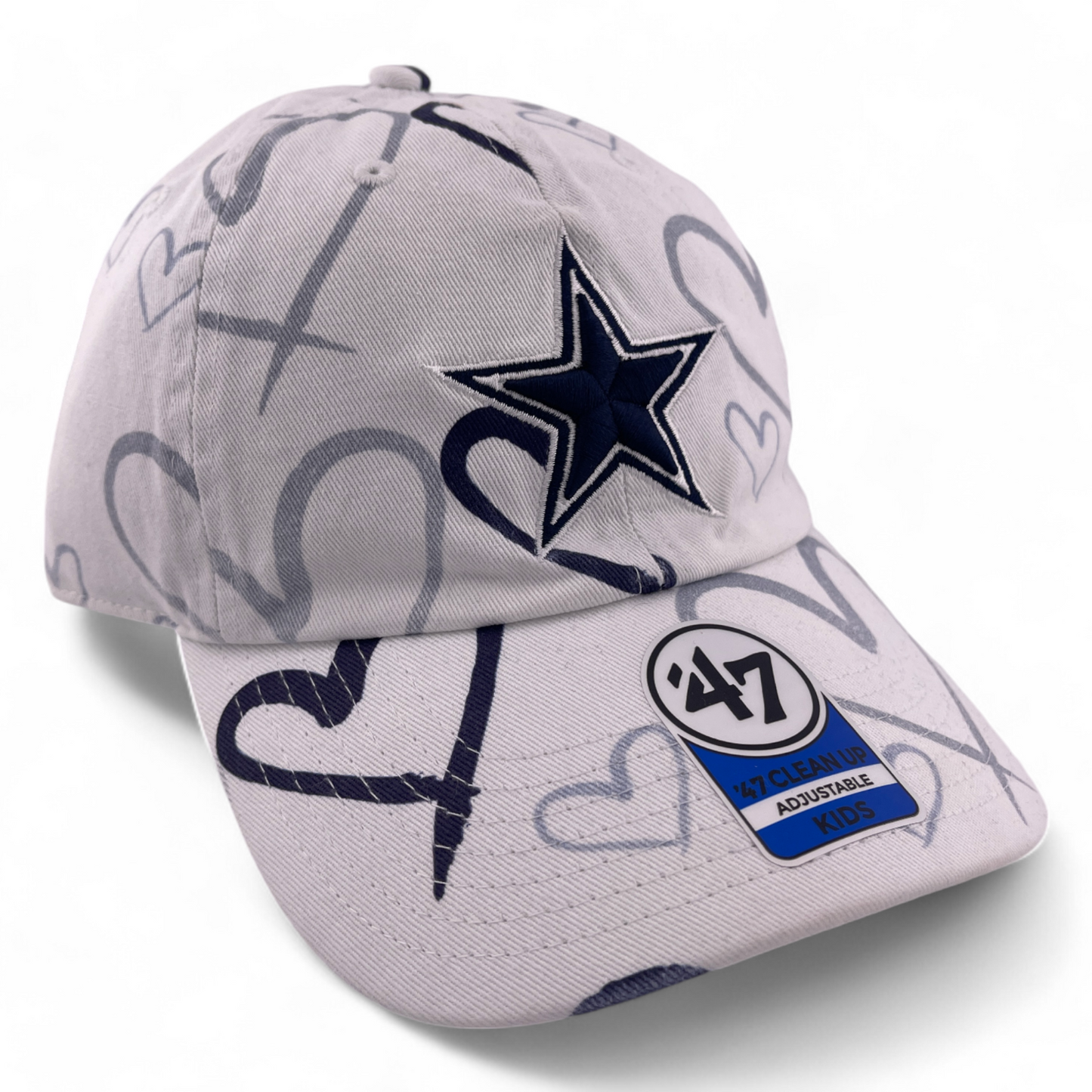 '47 Brand Dallas Cowboys NFL Girls Adore Hearts Kids Clean Up Adjustable Dad Hat