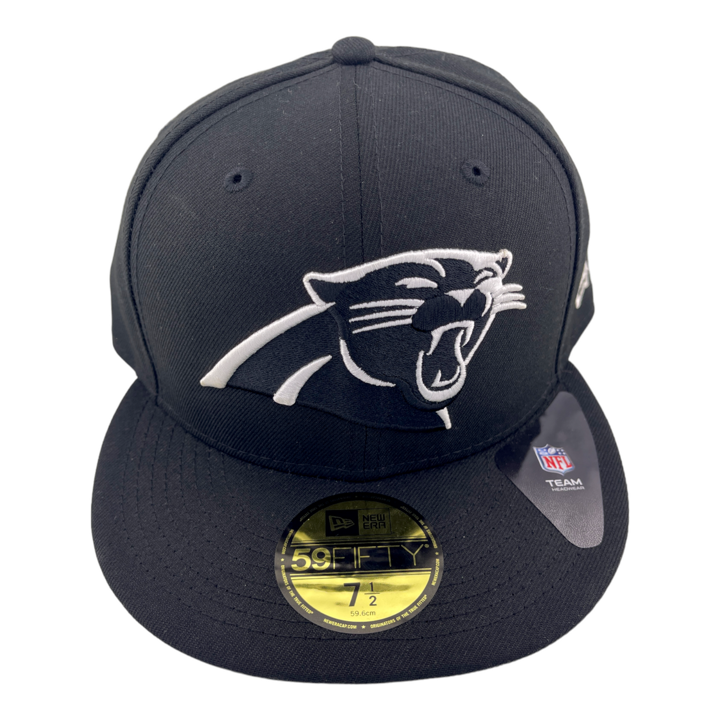 New Era Carolina Panthers Black and White Logo Black/Grey UV 59Fifty Fitted Hat Cap