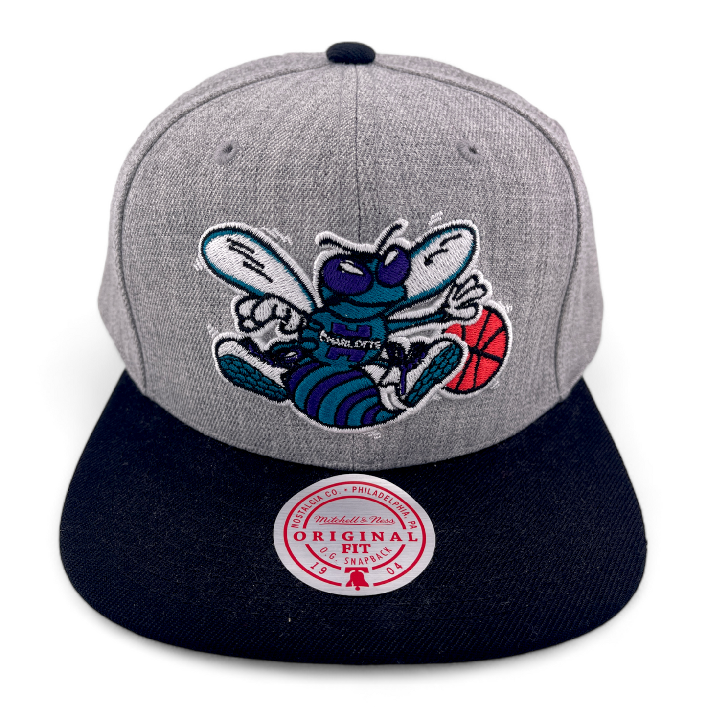 Mitchell & Ness Charlotte Hornets NBA Heather Under Pop Black Snapback Hat Cap