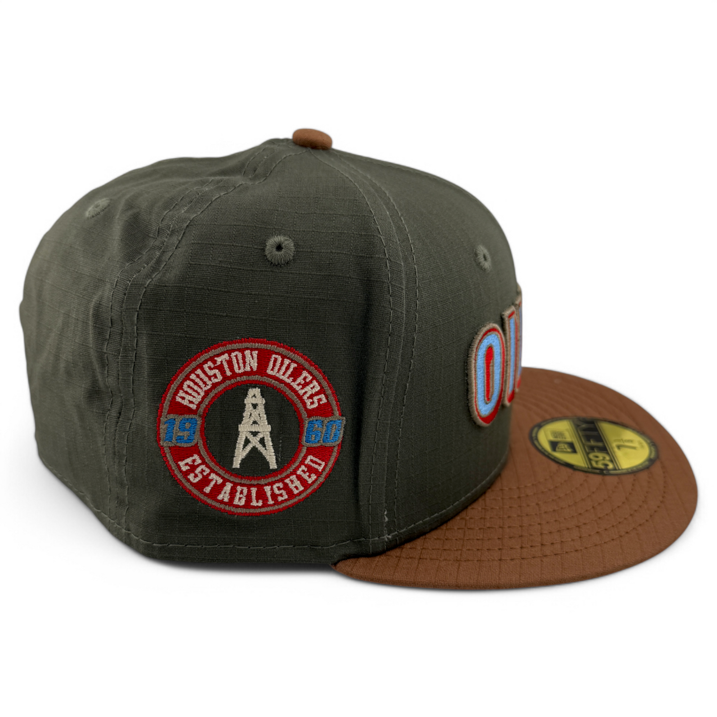 New Era Houston Oilers NFL Ripstop Olive 1960 Established 59Fifty Fitted Hat Cap