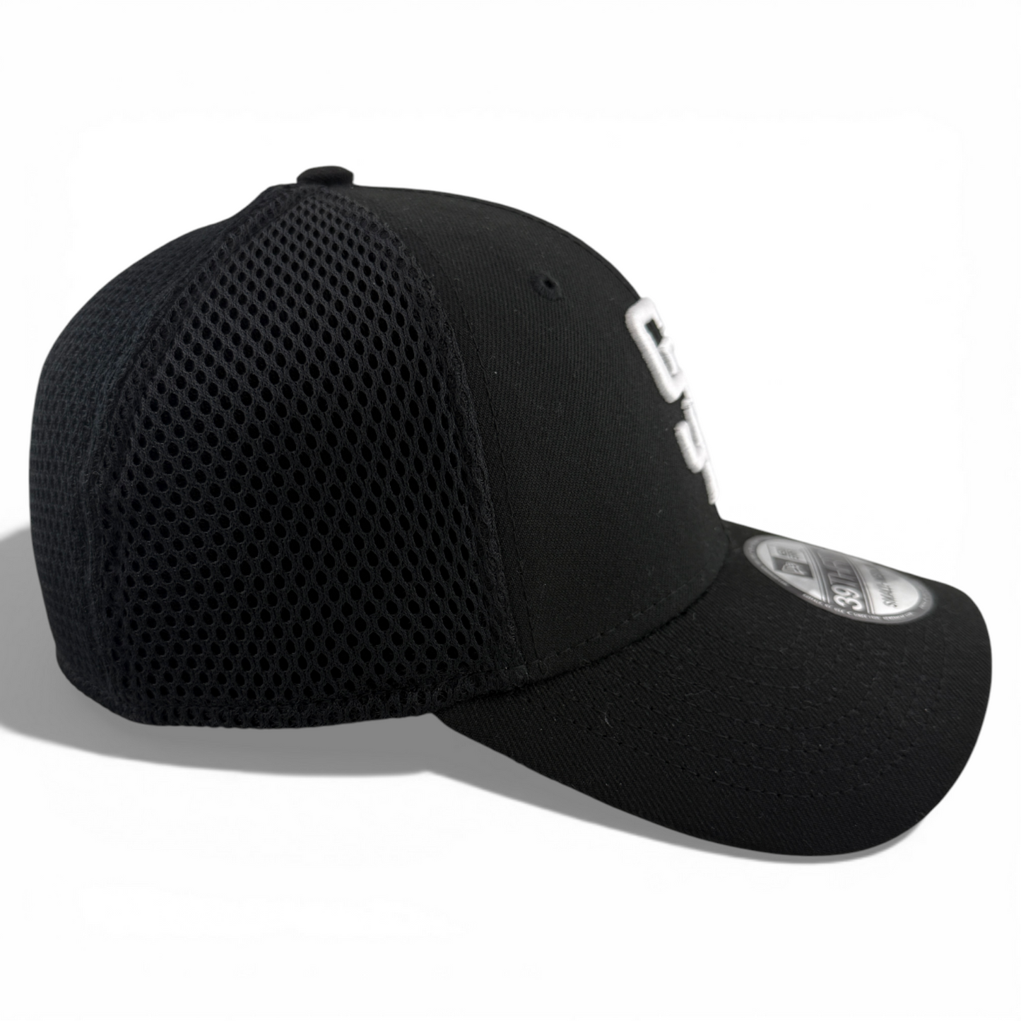 New Era San Diego Padres MLB Black White Logo Neo Mesh 39Thirty Flex Fit Hat Cap
