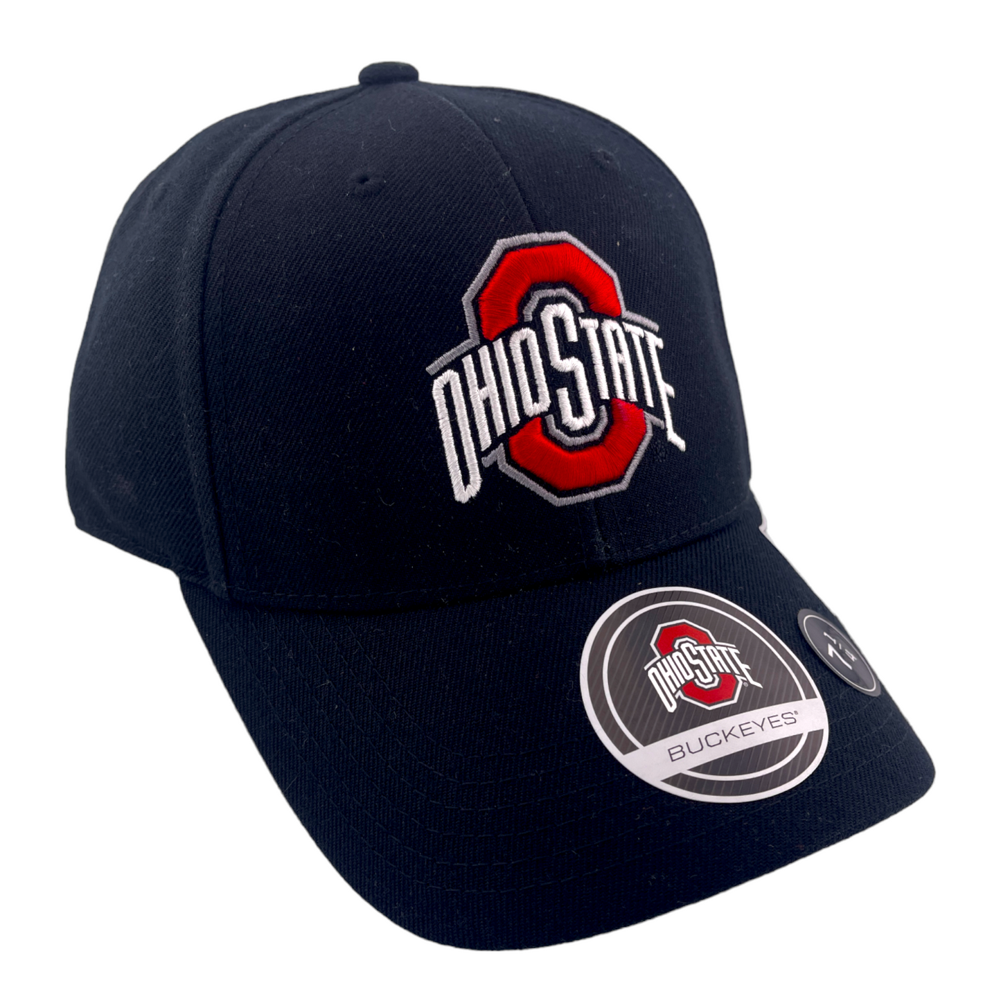 Ohio State University Buckeyes Black/Red Logo Memory Fit Fitted Baseball Hat Cap