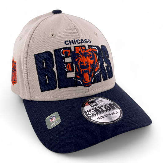 New Era Chicago Bears NFL 2023 Draft Cream/Black 39Thirty Hat Cap