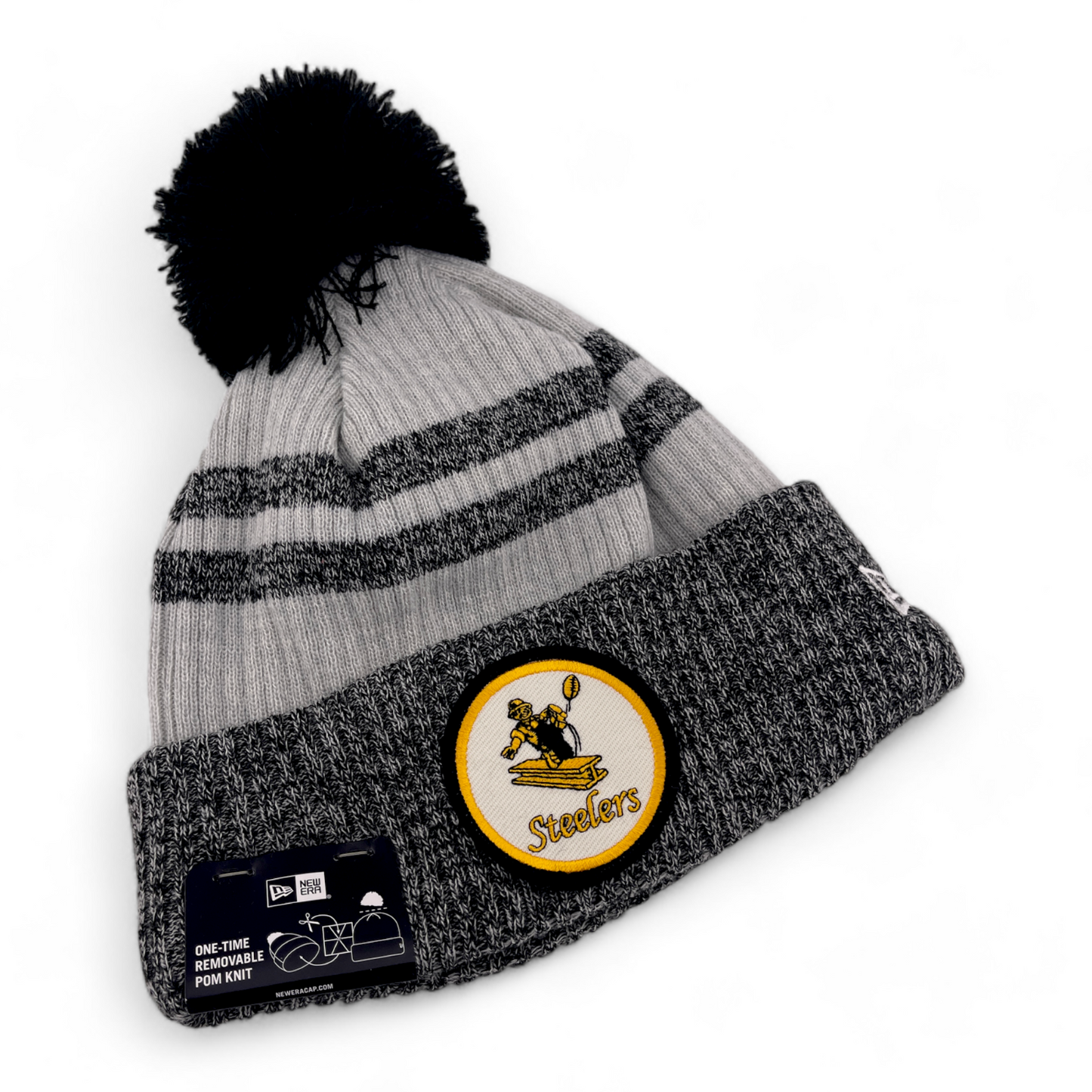 New Era Pittsburgh Steelers NFL Historic Knit Removable Pom Beanie Cuffed Cap