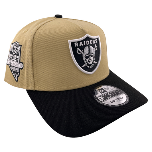 New Era Las Vegas Raiders NFL Inaugural Patch Tan 9FORTY A-Frame Snapback Hat