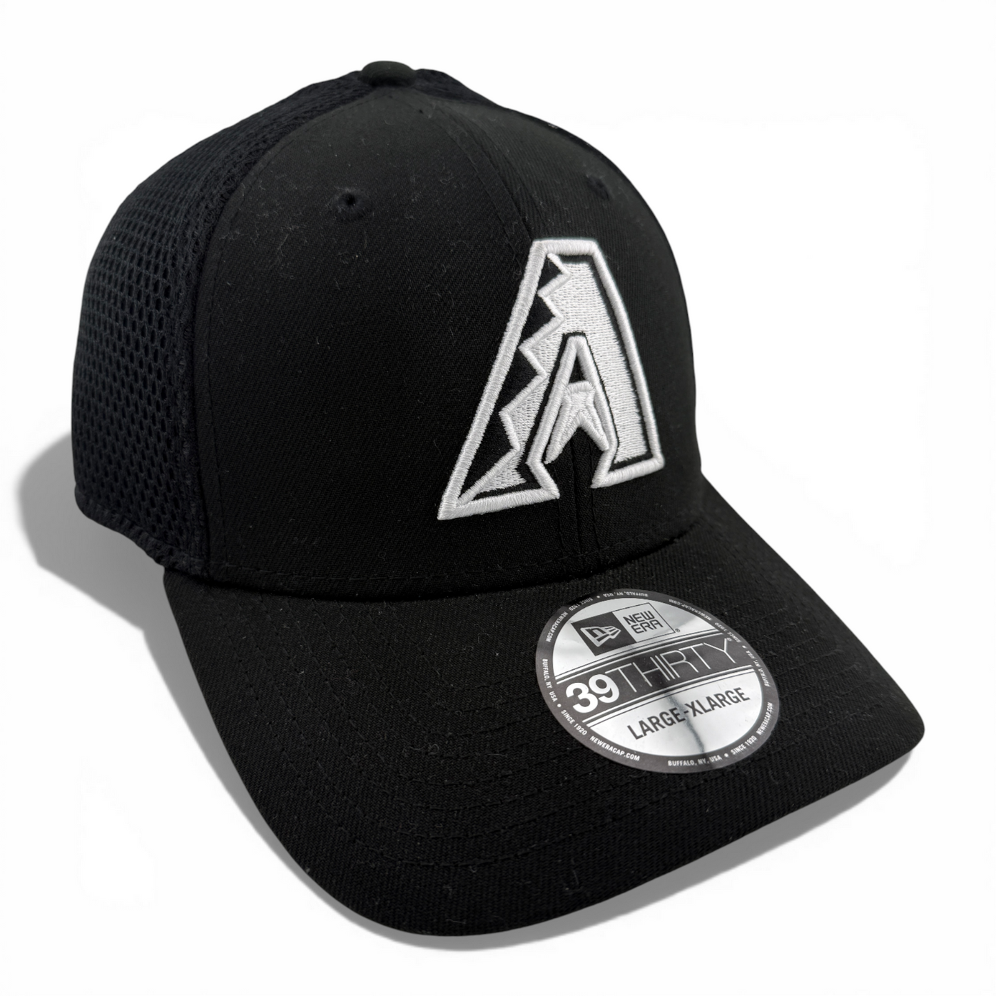 New Era Arizona Diamondbacks MLB Black White Logo Neo Mesh 39Thirty Flex Fit Hat