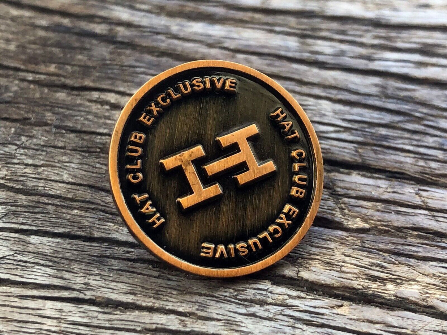 Hat Club Exclusive Pin H Weathered Tarnished Brass Colored 1" inch Lapel Hat Pin