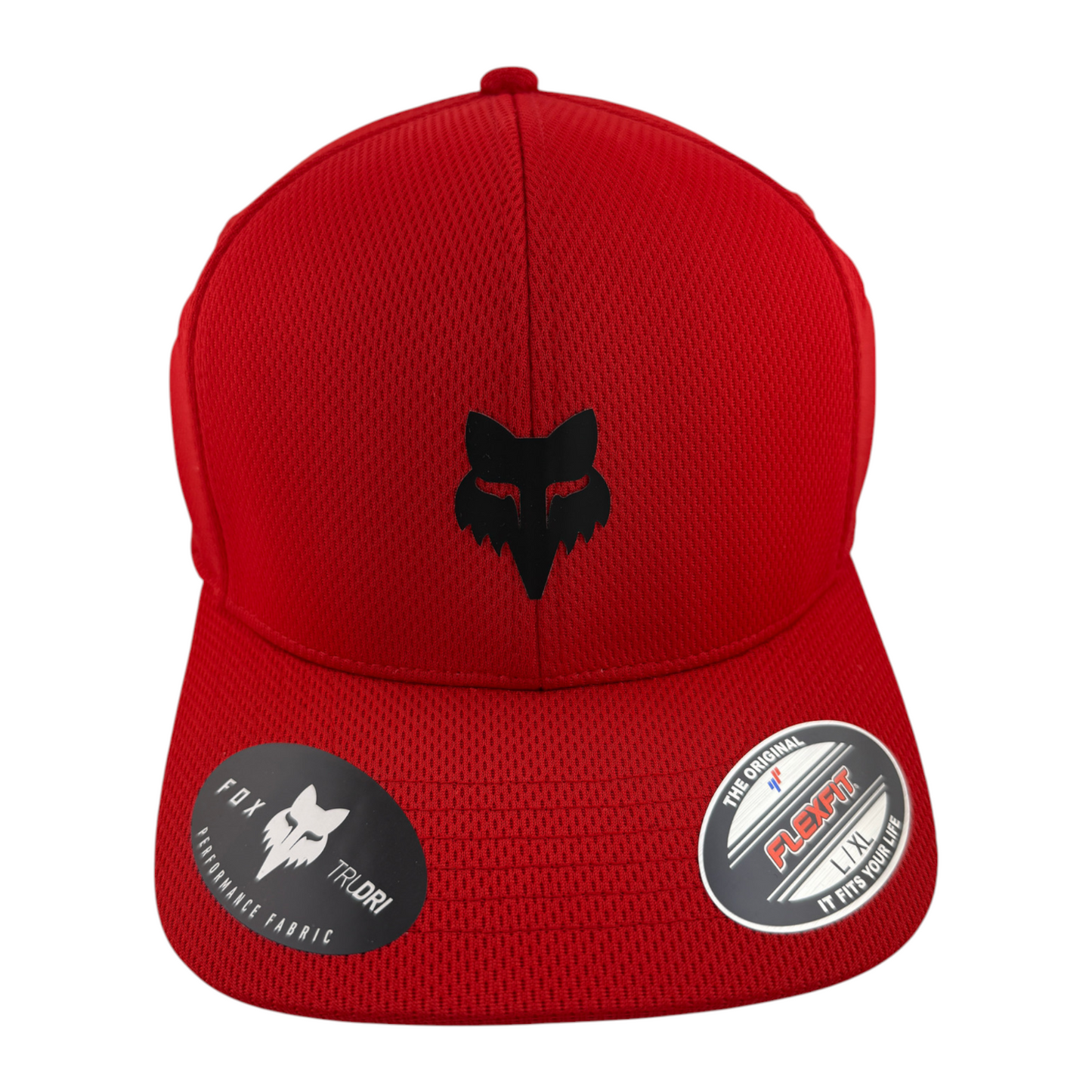 Fox Racing Fox Head Tech Logo Red Sport Neo Mesh Stretch Flex Fit Hat Cap