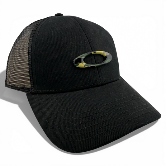 Oakley Ellipse Black Camo/Logo Trucker Mesh Back Adjustable SnapBack Hat Cap