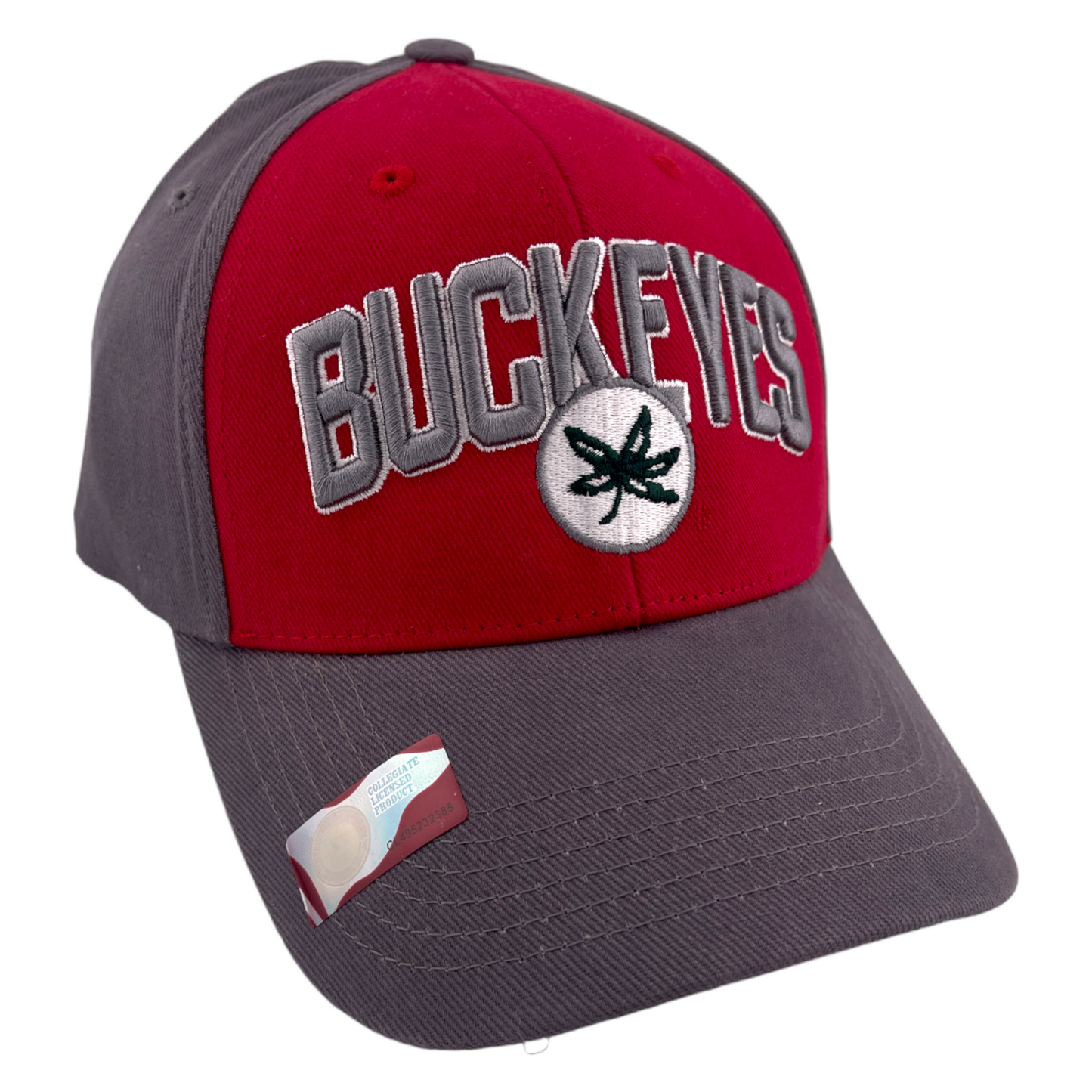 Ohio State University Buckeyes NCAA Leaf Logo Grey/Red UV Adjustable Hat Cap