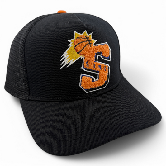 Pro Standard Phoenix Suns S Shag Logo A-Frame Black/Orange Trucker Snapback Hat