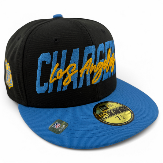 New Era Los Angeles Chargers NFL 2022 Draft On Stage Script 59FIFTY Fitted Hat