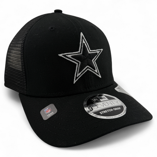 New Era Dallas Cowboys NFL Black Canvas 9Seventy Trucker Stretch-Snapback Hat