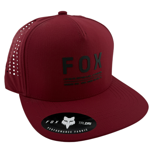 Fox Racing Non Stop Tech Logo Sport A-Frame Maroon Adjustable Snapback Hat Cap