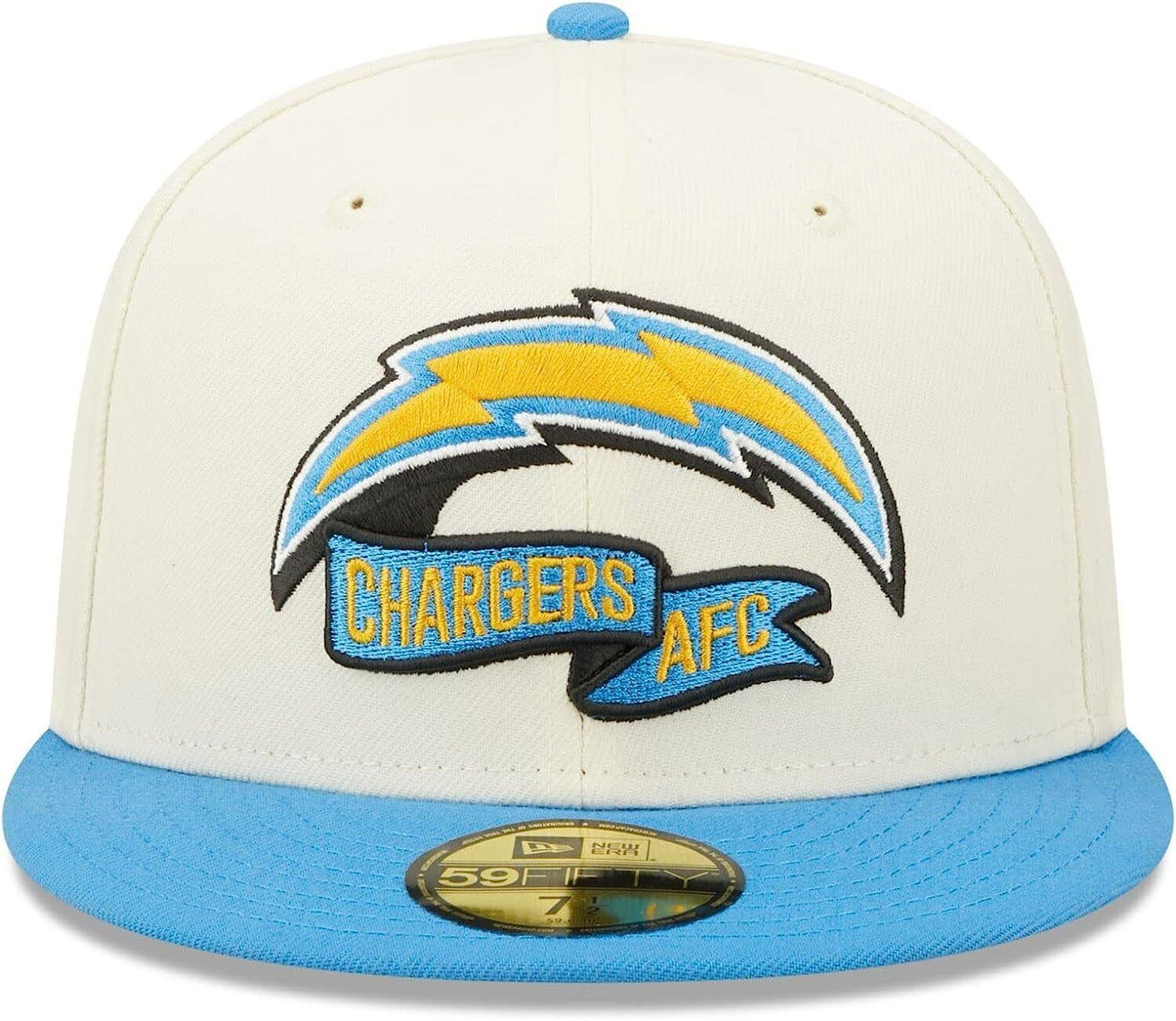 New Era Los Angeles Chargers 2022 Sideline NFL Cream 59FIFTY Fitted Hat Cap