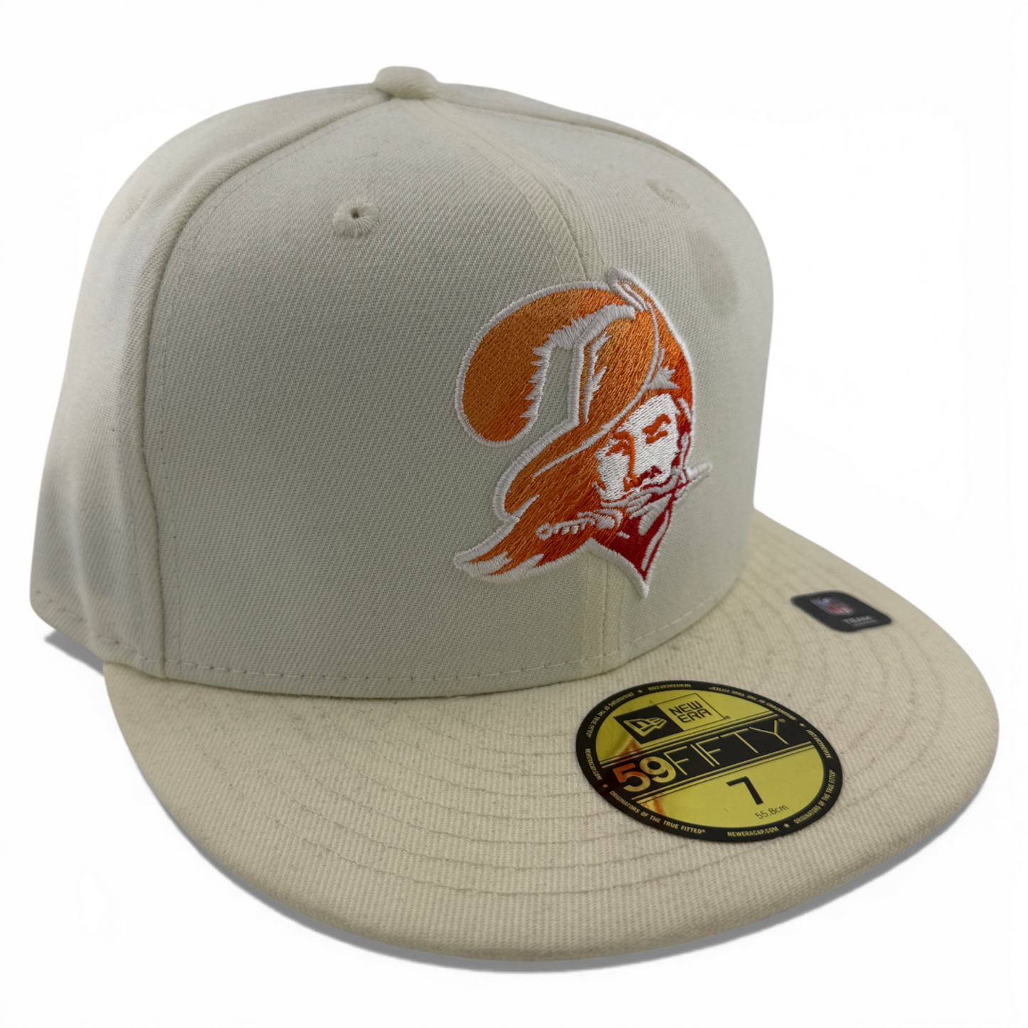New Era Tampa Bay Buccaneers NFL Cream Throwback 59Fifty Fitted Hat Cap DAMAGED