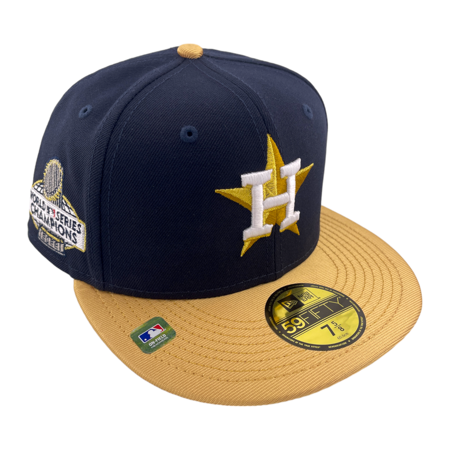 New Era Houston Astros World Series Champs Gold Navy/Black UV 59FIFTY Fitted Hat Cap