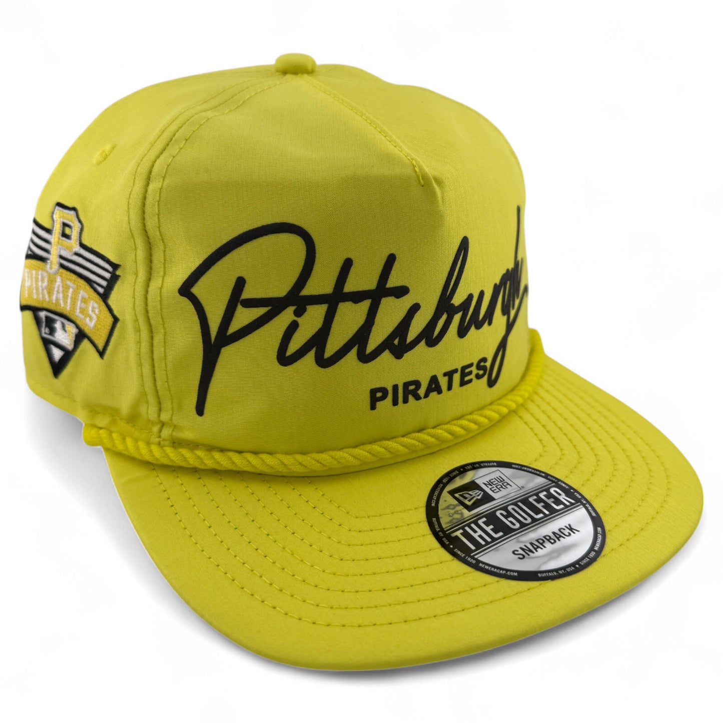 New Era Pittsburgh Pirates Neon Script The Golfer Rope A-Frame Snapback Hat Cap