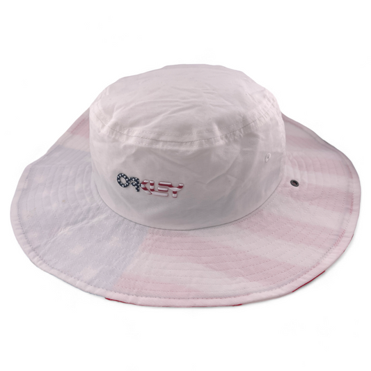 Oakley USA American Flag Under Visor White Boonie Bucket Hat Cap Adult OSFA