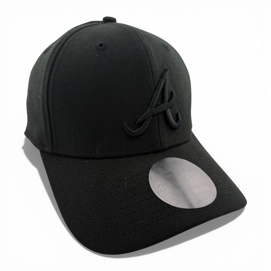 New Era Atlanta Braves MLB All Blackout Blacked Out 39Thirty Flex Fit Hat Cap