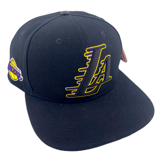 Pro Standard Los Angeles Lakers LA Logo Side Patch Black UV Snapback Hat Cap