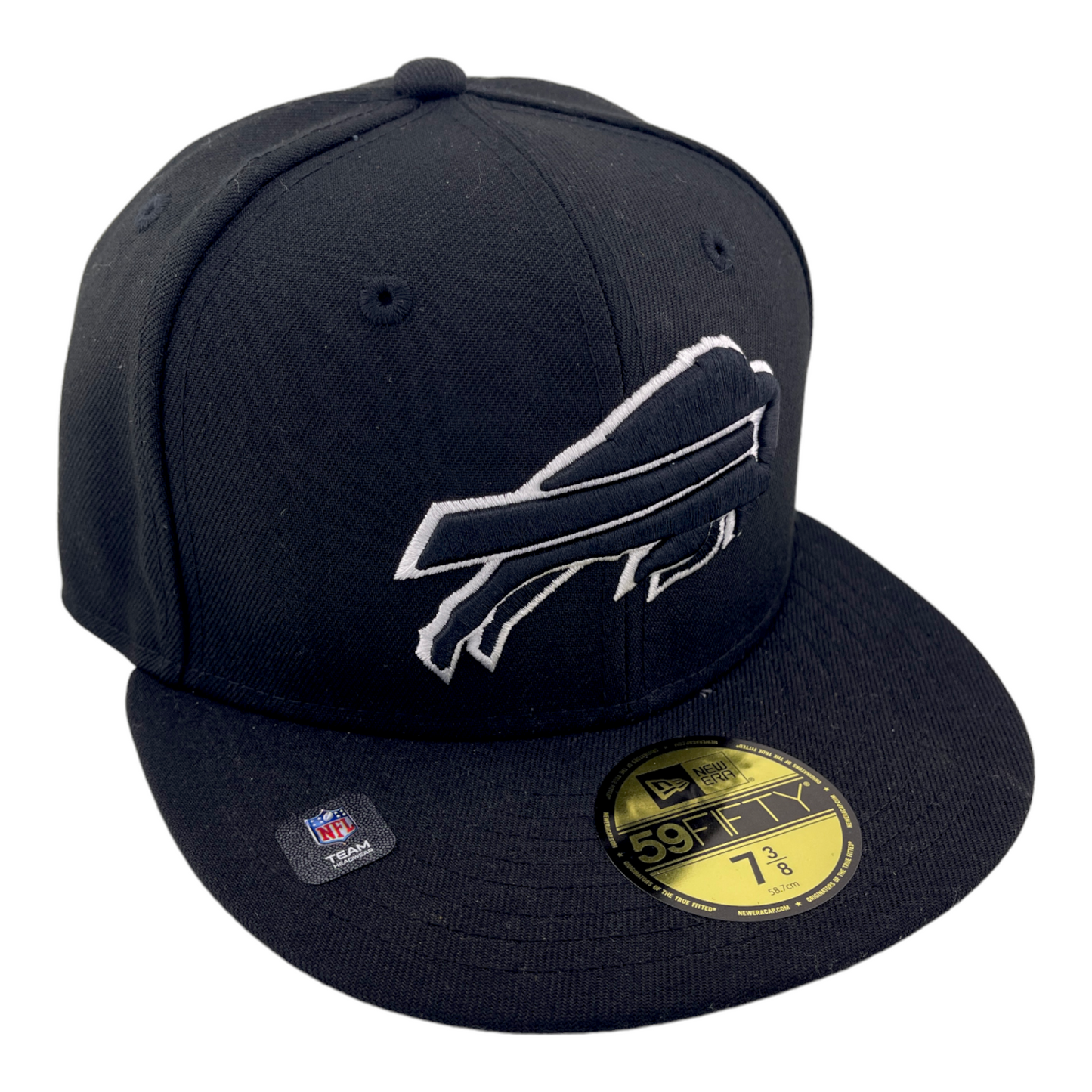 New Era Buffalo Bills Black and White Logo Grey UV 59Fifty Fitted Hat Cap