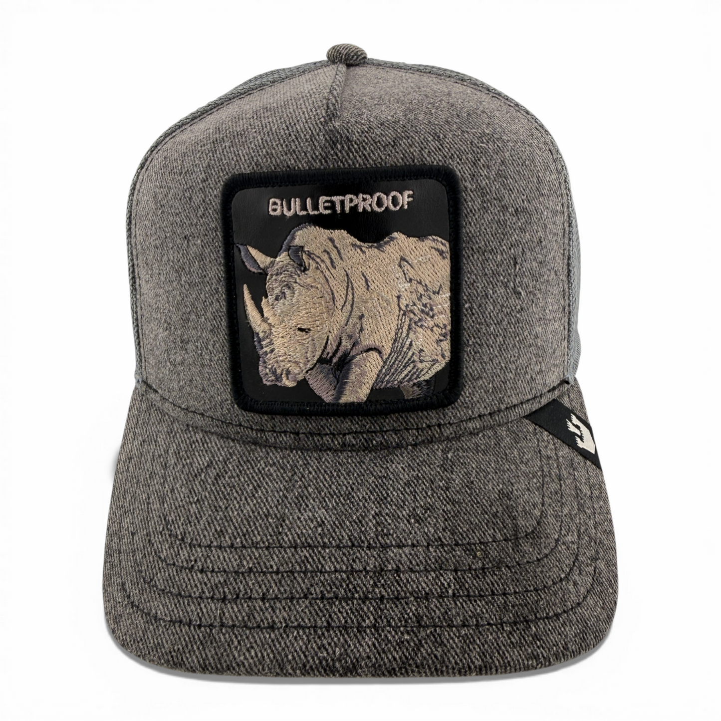 Goorin Bros Bulletproof Rhino Farm Denim Mesh Trucker Snapback Adjustable Hat