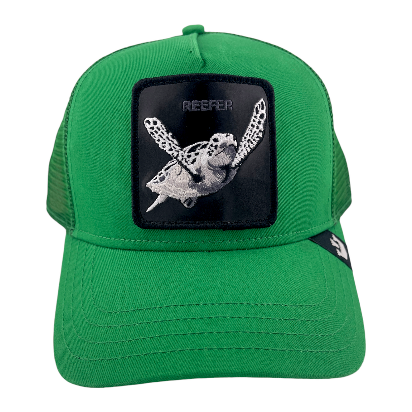 Goorin Bros The Reefer Sea Turtle Farm Green Mesh Back Trucker Snapback Hat Cap