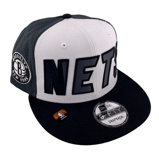 New Era Brooklyn Nets Back Half Black/White/Gray UV NBA 9FIFTY Snapback Hat Cap