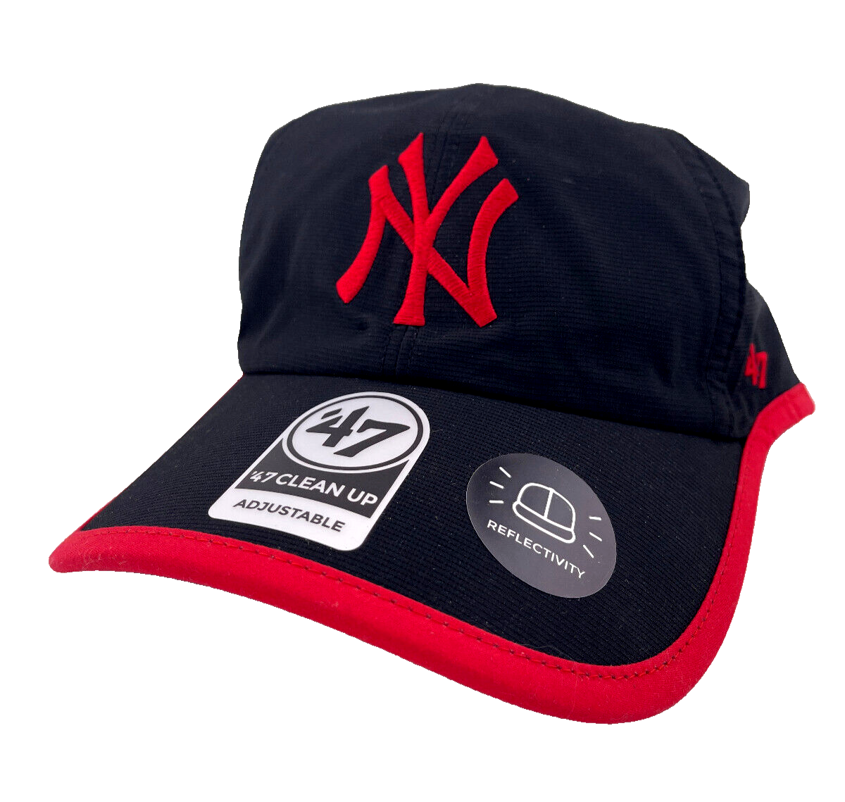 '47 Brand New York Yankees MLB Black/Red Reflective Clean Up Adjustable Hat