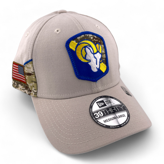 New Era Los Angeles Rams 2023 Salute to Service Tan NFL 39Thirty Flex Fit Hat Cap