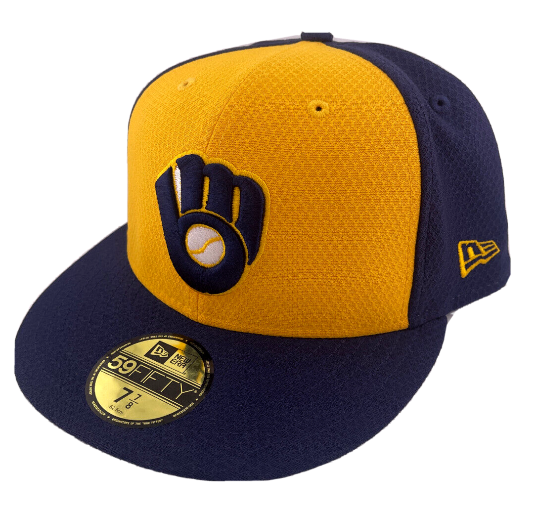 New Era Milwaukee Brewers Cactus Patch Yellow/Blue Logo 59FIFTY Fitted Hat Cap