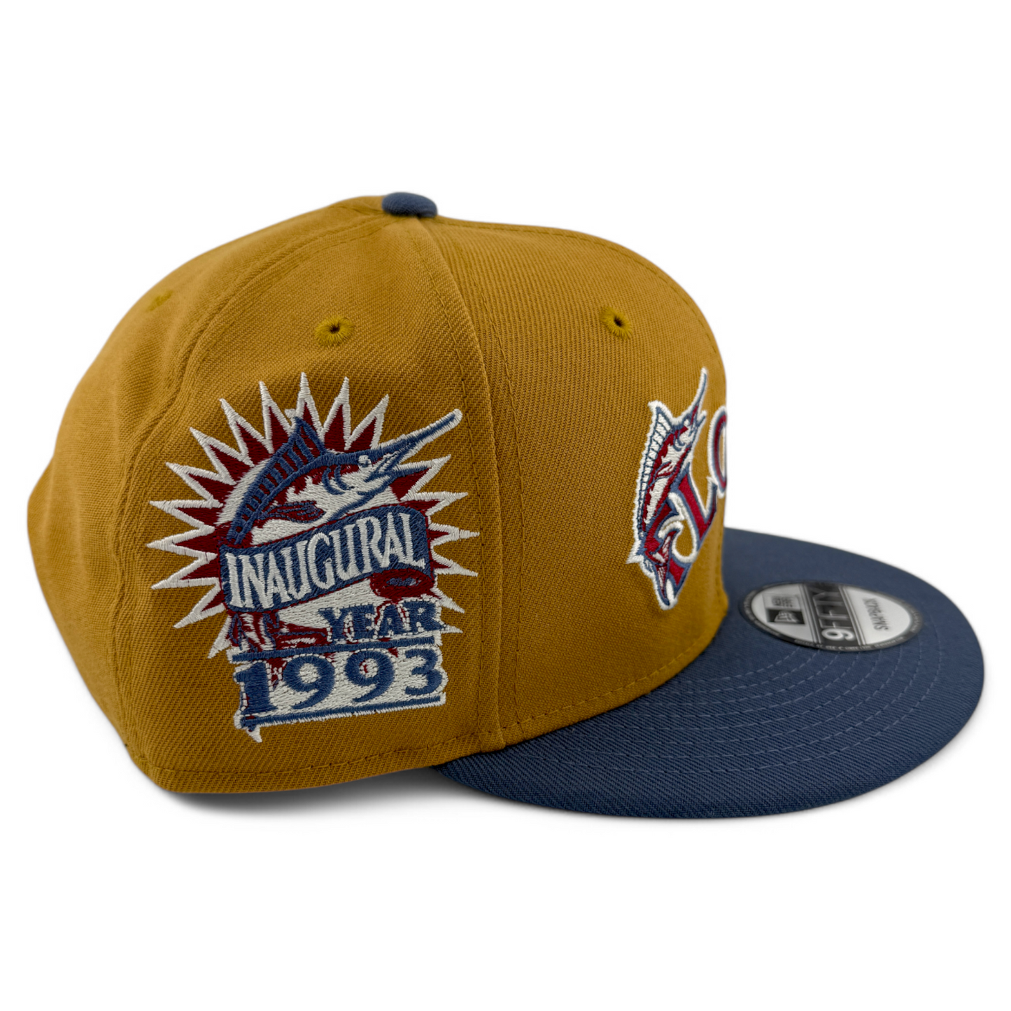 New Era Florida Miami Marlins MLB Panama Tan 9FIFTY Snapback Adjustable Hat Cap