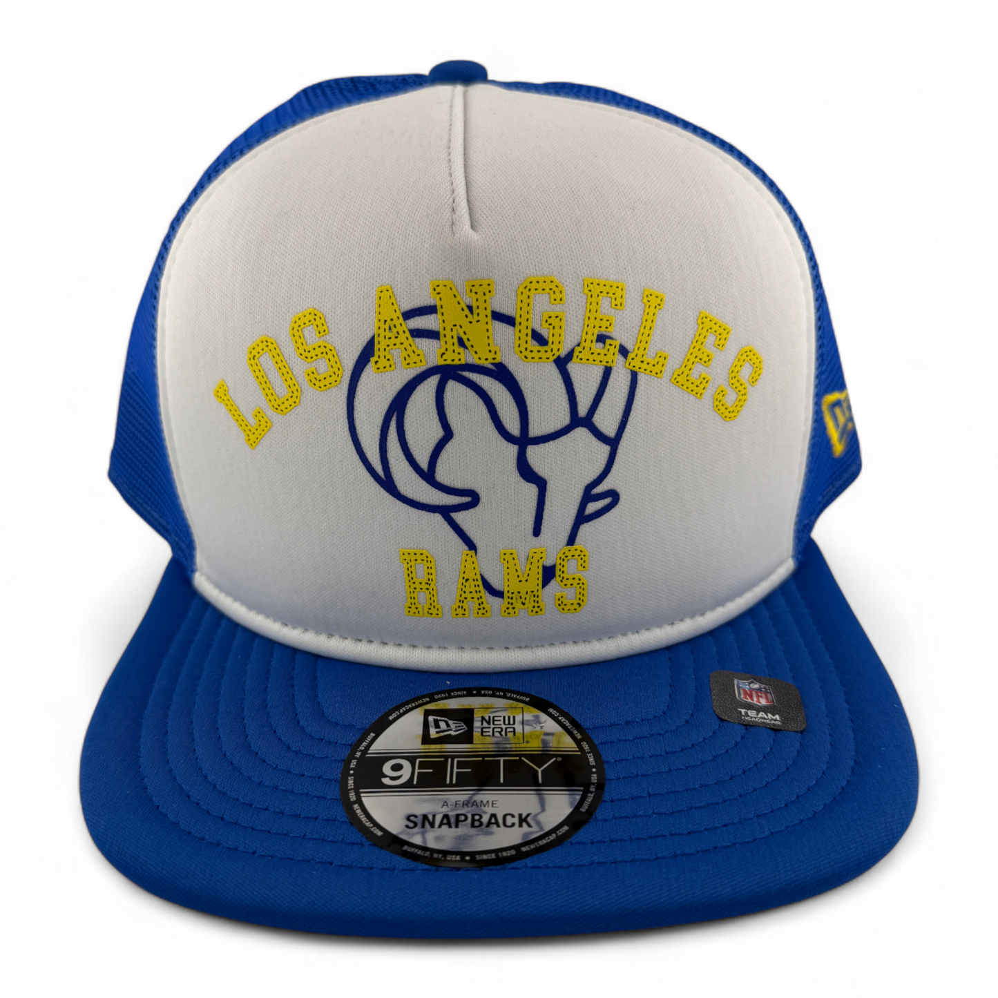 New Era Los Angeles Rams NFL Foam Trucker Mesh Back A-Frame 9Fifty Snapback Hat