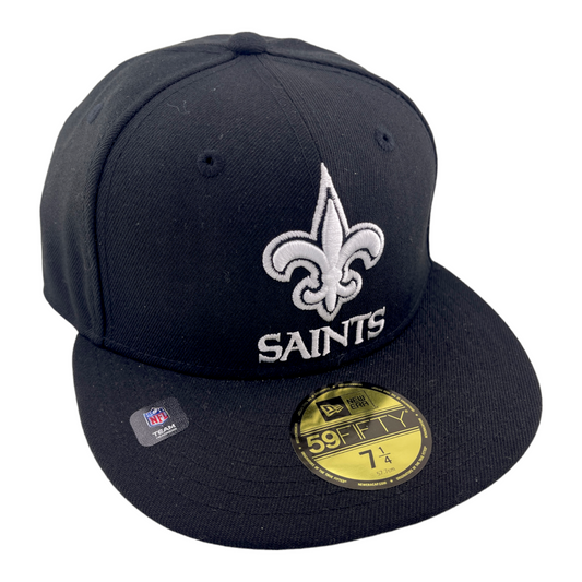 New Era New Orleans Saints Black and White Logo Grey UV 59Fifty Fitted Hat Cap