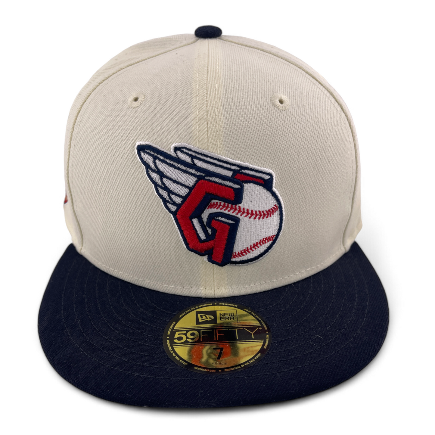 New Era Cleveland Guardians MLB Retro E1 Ivory Pack Patch 59FIFTY Fitted Hat Cap