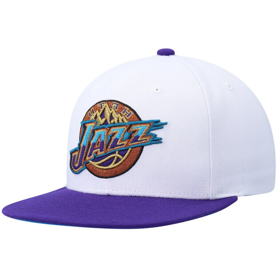 Mitchell & Ness Utah Jazz NBA 50th Anniversary Patch White/Purple Snapback Hat