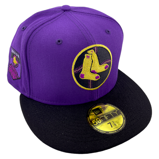 New Era Boston Red Sox MLB Patch Purple Metallic Gold 59Fifty Fitted Hat Cap