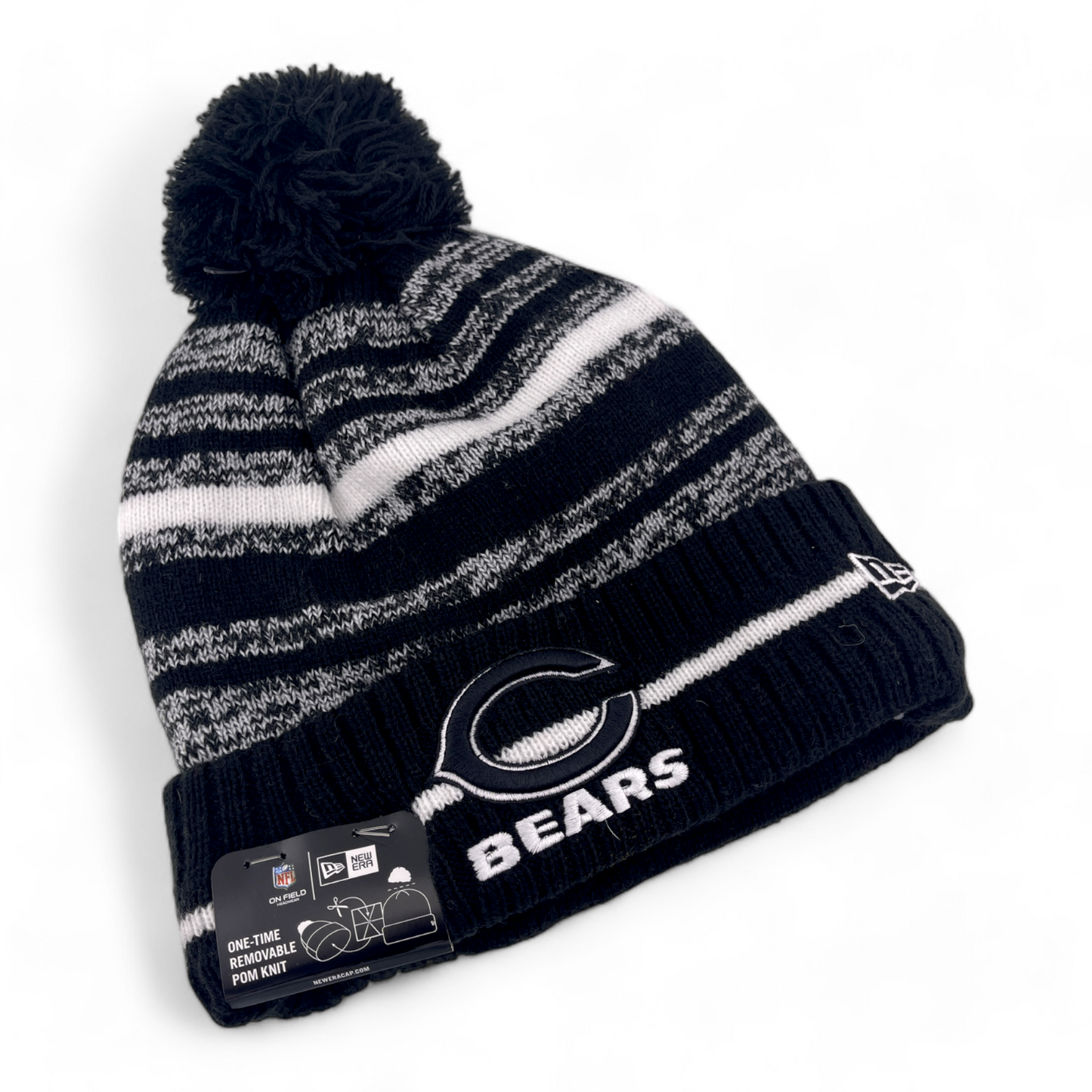 New Era Chicago Bears NFL Sport Knit Removable Pom Beanie Cuffed Knit Cap Hat