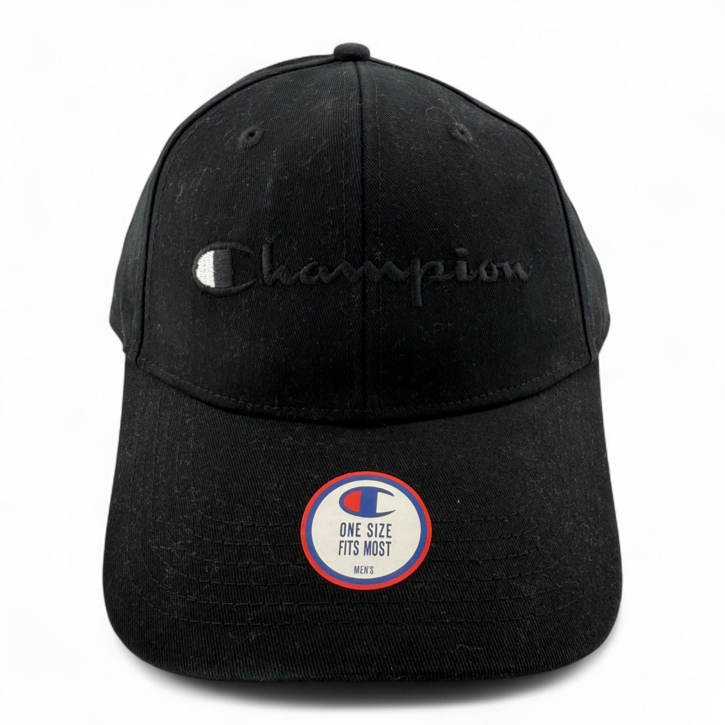 Champion Classic Script Twill All Black Logo Structured Adjustable Hat Cap