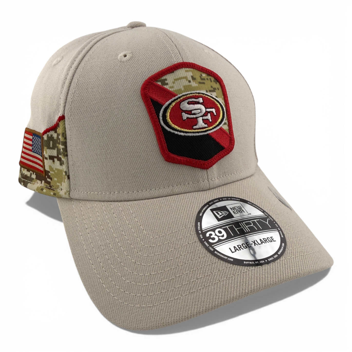 New Era San Francisco 49ers NFL 2023 Salute to Service Tan 39Thirty Flex Fit Hat