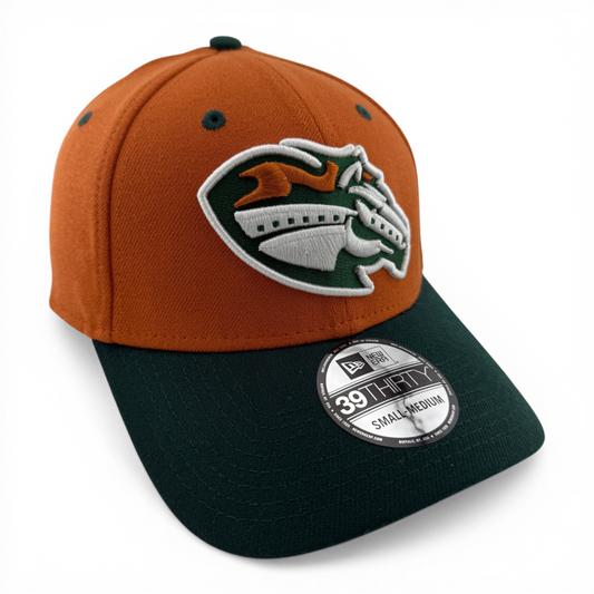 New Era Caballos de Stockton MiLB Rust Burnt Green 39Thirty Flex Fit Hat Cap