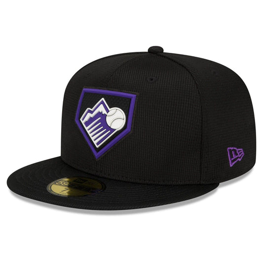 New Era Colorado Rockies MLB 2022 Clubhouse Raised Logo Black 59FIFTY Fitted Hat Cap