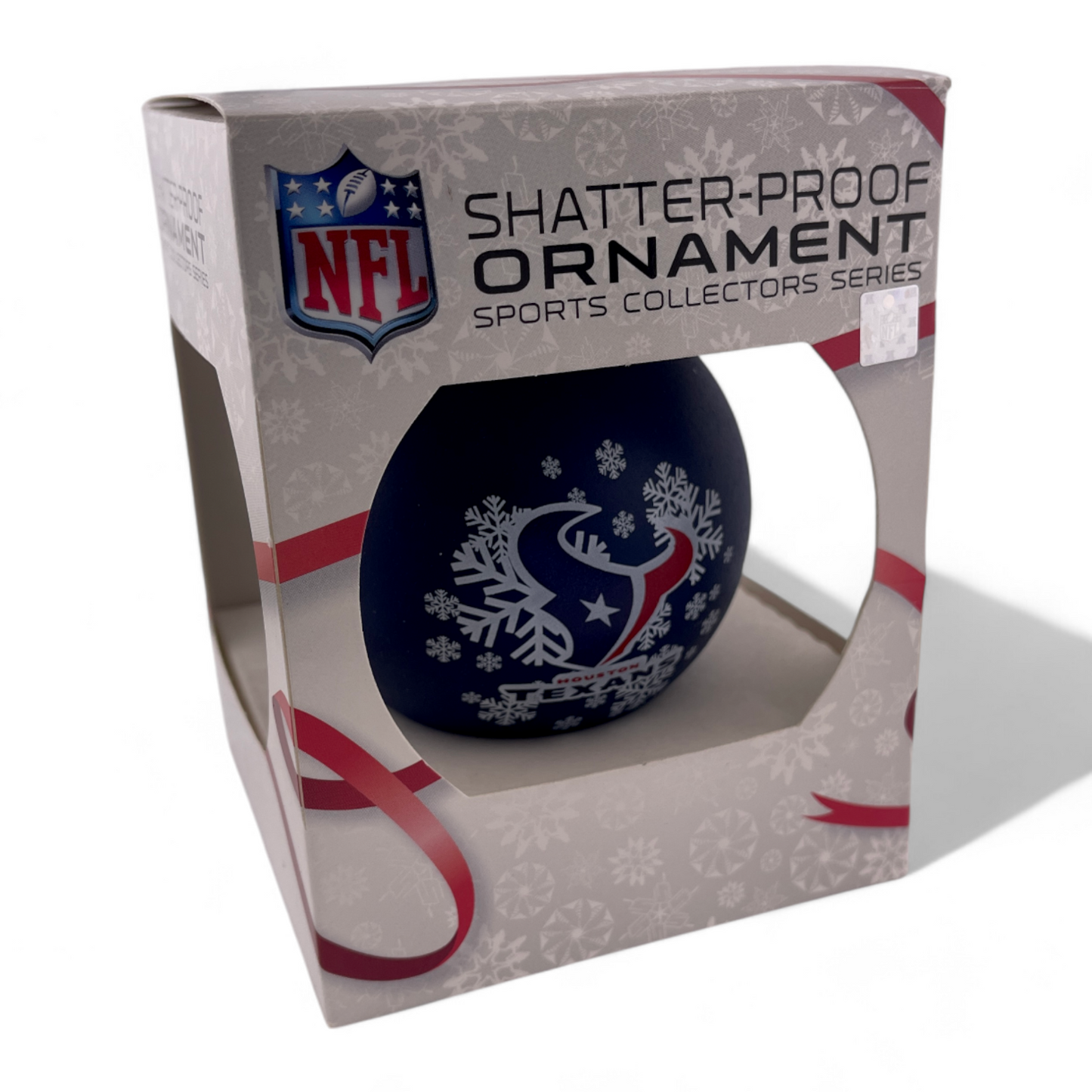 2-PACK Houston Texans NFL Navy Round Shatterproof Christmas Tree Boxed Ornament