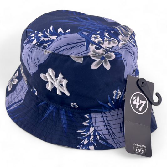 47' Brand New York Yankees MLB Ibiaz Floral Navy Boonie Bucket Hat Adult Sizes