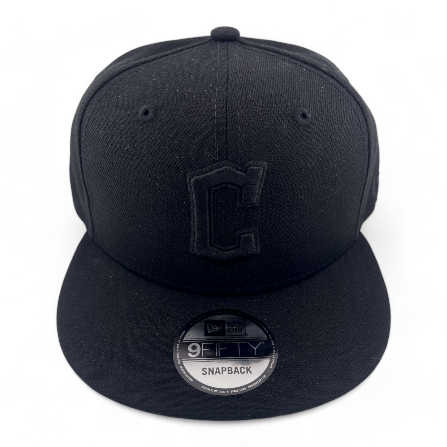 New Era Cleveland Guardians MLB Blacked Out Black Logo 9FIFTY Snapback Hat Cap